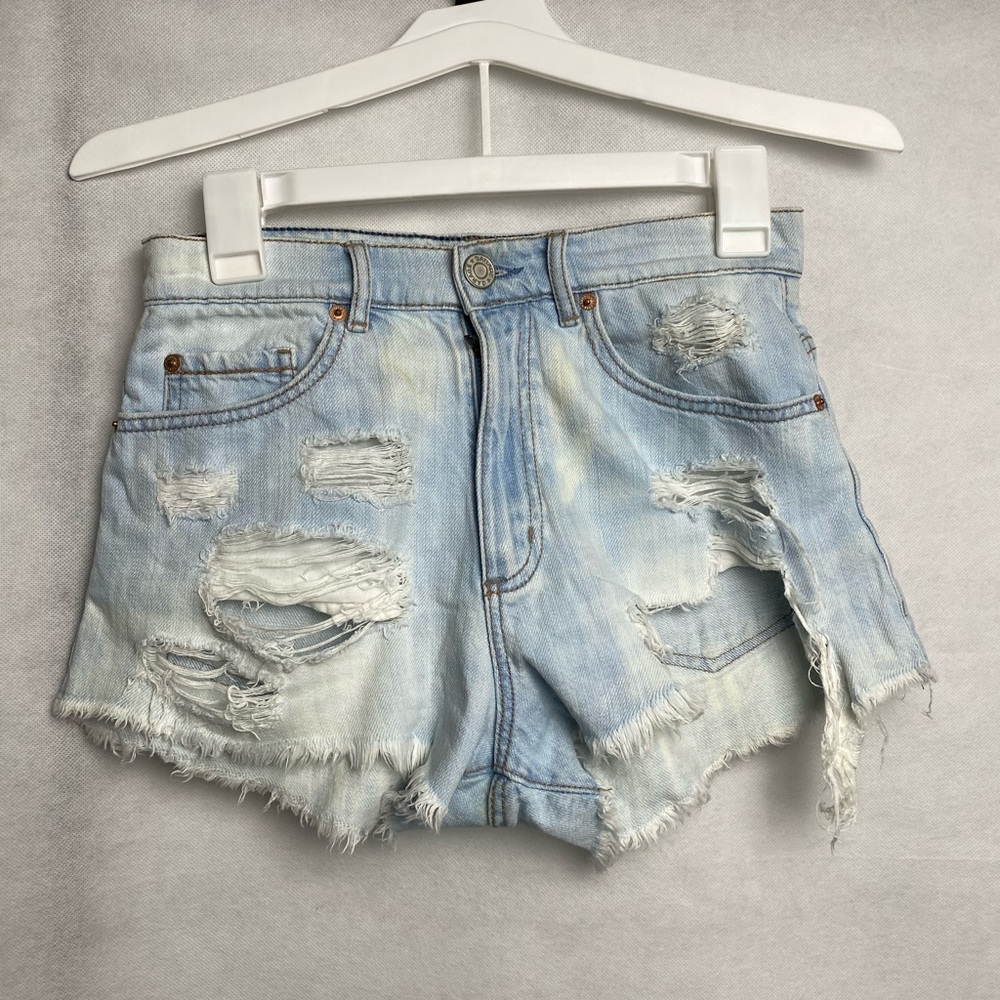 Garage Light Wash Ripped Shorts